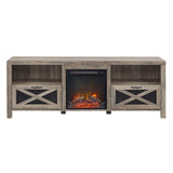 walker edison 70 rustic farmhouse fireplace tv stand w70fpabro w70fpabgw