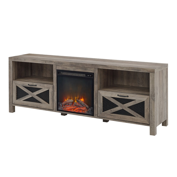 walker edison 70 rustic farmhouse fireplace tv stand w70fpabro w70fpabgw