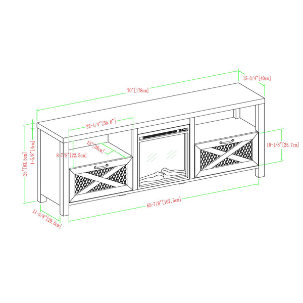 walker edison 70 rustic farmhouse fireplace tv stand w70fpabro w70fpabgw