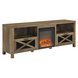 walker edison 70 rustic farmhouse fireplace tv stand w70fpabro w70fpabgw