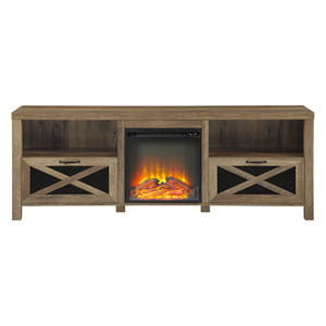 walker edison 70 rustic farmhouse fireplace tv stand w70fpabro w70fpabgw