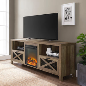 walker edison 70 rustic farmhouse fireplace tv stand w70fpabro w70fpabgw