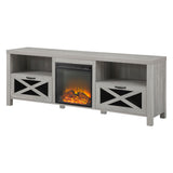 70" Rustic Farmhouse Fireplace TV Stand - Stone Grey 