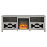 70" Rustic Farmhouse Fireplace TV Stand - Stone Grey 