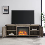 Walker Edison Farmhouse Barn Door Fireplace TV Stand for TVs up to 80” XIIXRZ W70FPBDSDGW