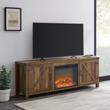 Walker Edison Farmhouse Barn Door Fireplace TV Stand for TVs up to 80” XIIXRZ W70FPBDSDRO