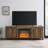 Walker Edison Farmhouse Barn Door Fireplace TV Stand for TVs up to 80” XIIXRZ W70FPBDSDRO