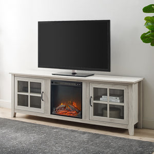 70" Glass Door Fireplace TV Console