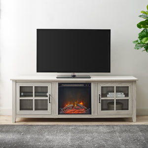 70" Glass Door Fireplace TV Console