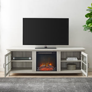 70" Glass Door Fireplace TV Console