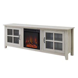 70" Glass Door Fireplace TV Console