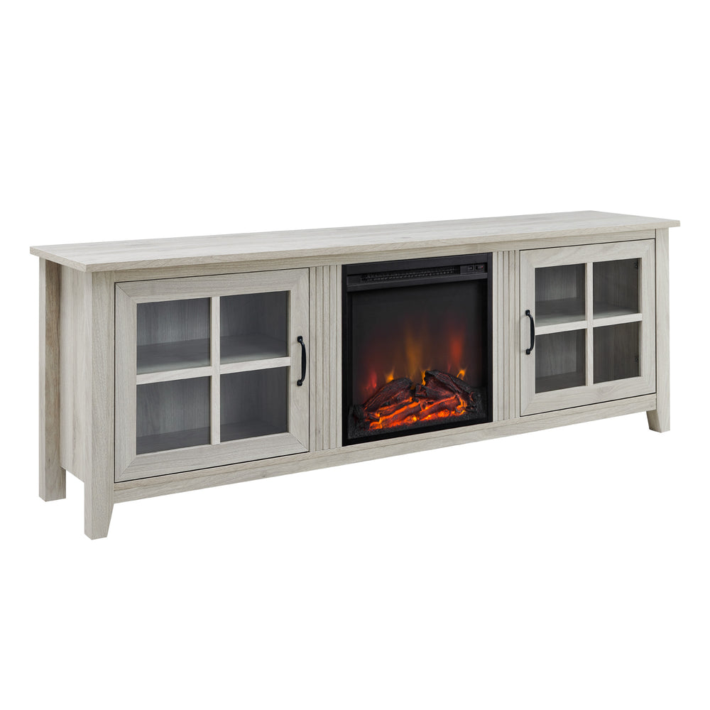 70" Glass Door Fireplace TV Console