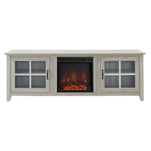 70" Glass Door Fireplace TV Console