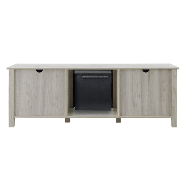70" Glass Door Fireplace TV Console