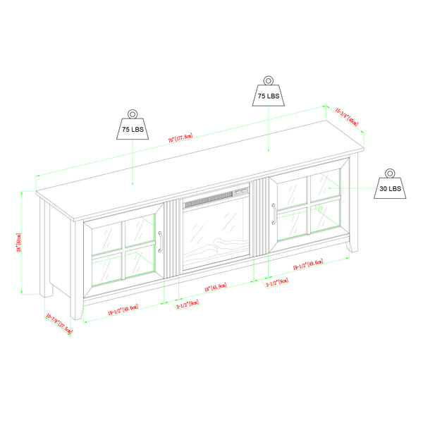 walker edison 70 farmhouse fireplace tv stand w70fpscro w70fpscgw w70fpscdw