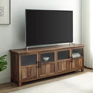 W70GD4DRO - walker edison goodwin 70 tv console with glass and wood 4 panel doors