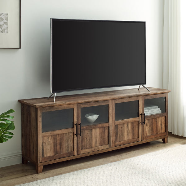 W70GD4DRO - walker edison goodwin 70 tv console with glass and wood 4 panel doors