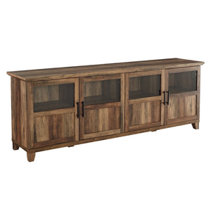 walker edison goodwin 70 tv console with glass and wood 4 panel doors