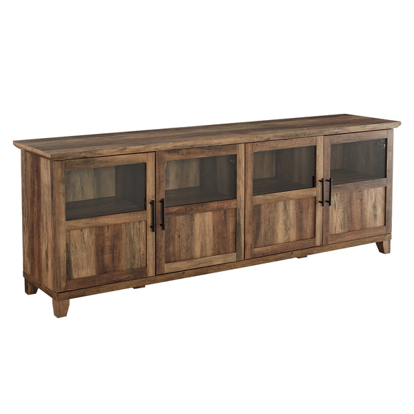 walker edison goodwin 70 tv console with glass and wood 4 panel doors