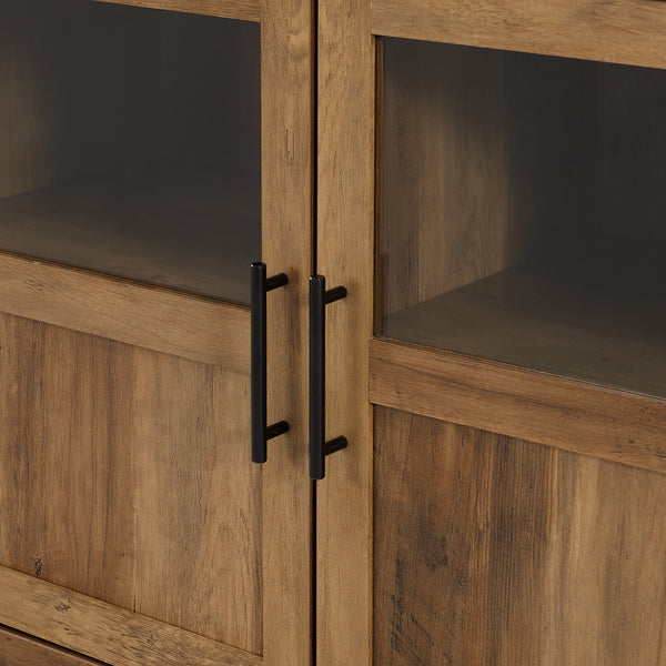 walker edison goodwin 70 tv console with glass and wood 4 panel doors