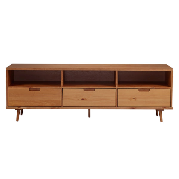 Ivy 70" 3 Drawer Solid Wood TV Stand - Caramel
