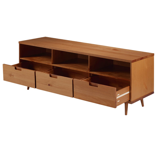 Ivy 70" 3 Drawer Solid Wood TV Stand - Caramel