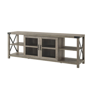70" Farmhouse Metal X TV Stand Grey Wash