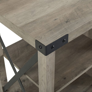 70" Farmhouse Metal X TV Stand Grey Wash