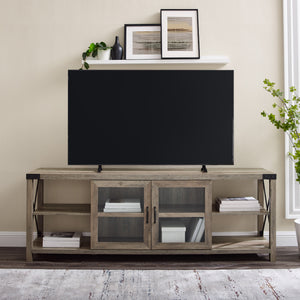 W70MX2DGW - 70" Farmhouse Metal X TV Stand Grey Wash