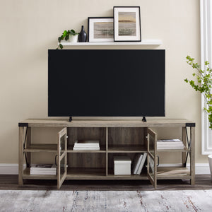 W70MX2DGW - 70" Farmhouse Metal X TV Stand Grey Wash