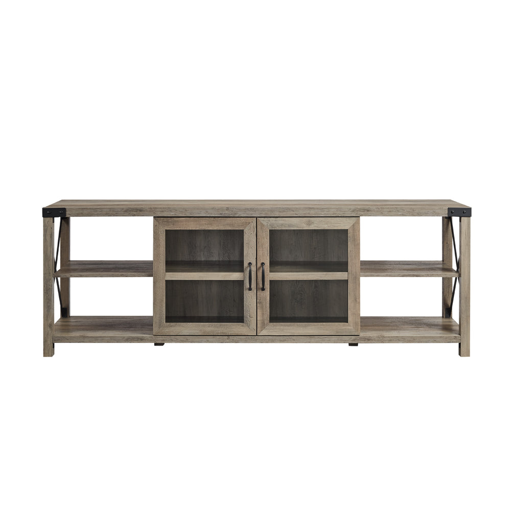 70" Farmhouse Metal X TV Stand Grey Wash