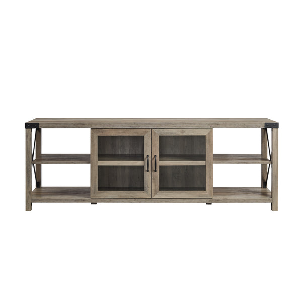 70" Farmhouse Metal X TV Stand Grey Wash
