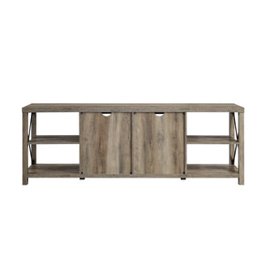 70" Farmhouse Metal X TV Stand Grey Wash