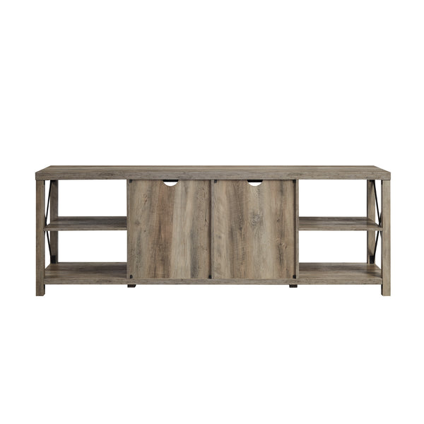 70" Farmhouse Metal X TV Stand Grey Wash