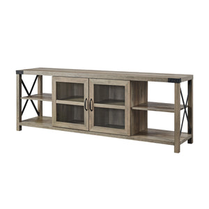 70" Farmhouse Metal X TV Stand Grey Wash