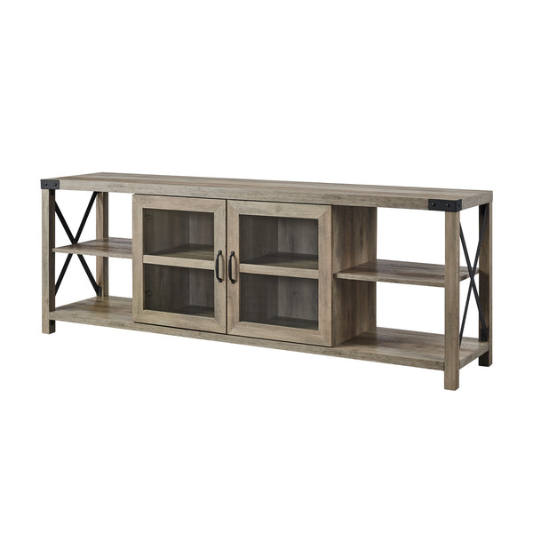 70" Farmhouse Metal X TV Stand Grey Wash