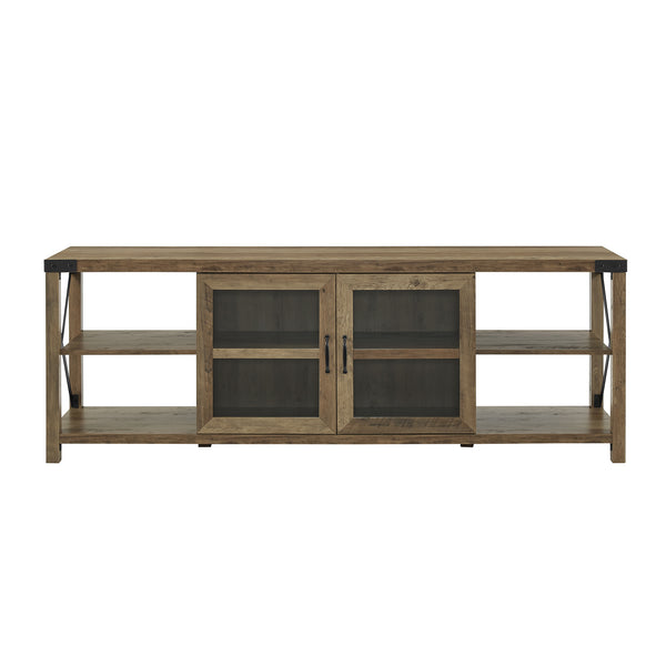 70" Farmhouse Metal X TV Stand Reclaimed Barnwood