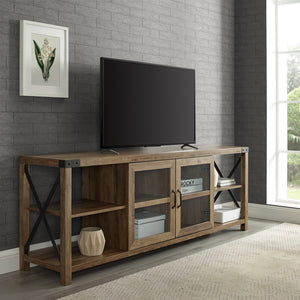 70" Farmhouse Metal X TV Stand Reclaimed Barnwood