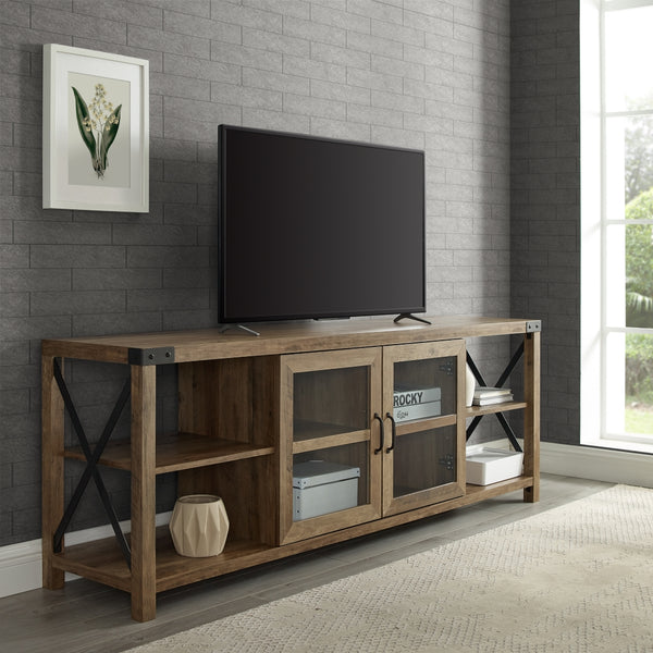 70" Farmhouse Metal X TV Stand Reclaimed Barnwood