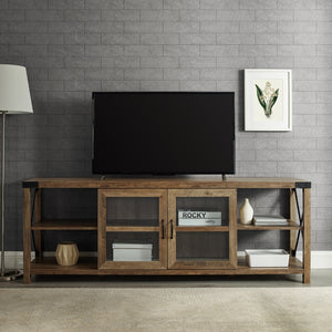70" Farmhouse Metal X TV Stand Reclaimed Barnwood