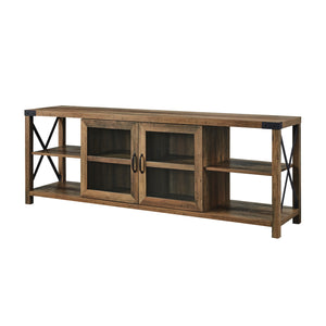 70" Farmhouse Metal X TV Stand Reclaimed Barnwood