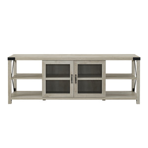 70" Farmhouse Metal X TV Stand White Oak