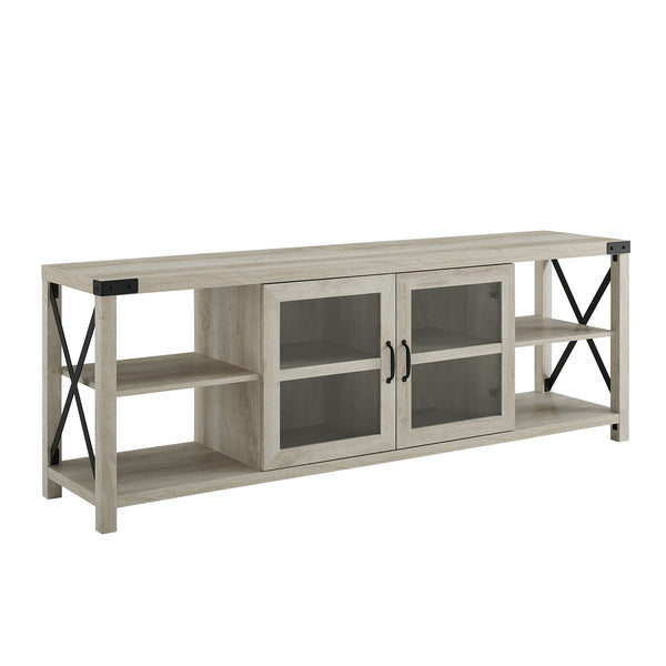 70" Farmhouse Metal X TV Stand White Oak