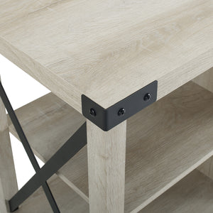 70" Farmhouse Metal X TV Stand White Oak