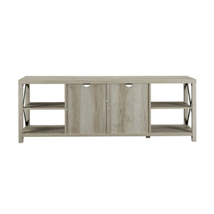 70" Farmhouse Metal X TV Stand White Oak