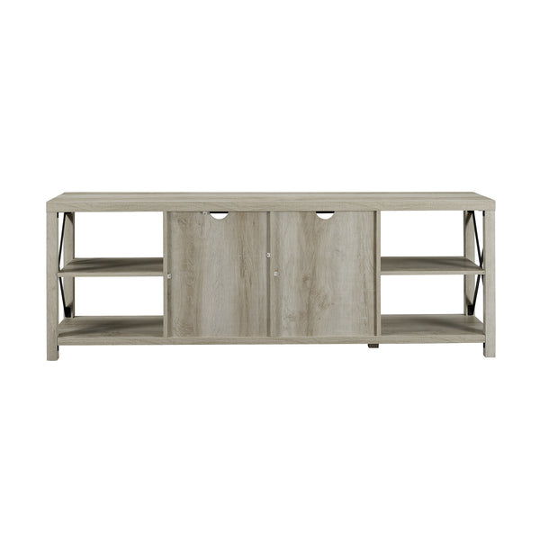 70" Farmhouse Metal X TV Stand White Oak