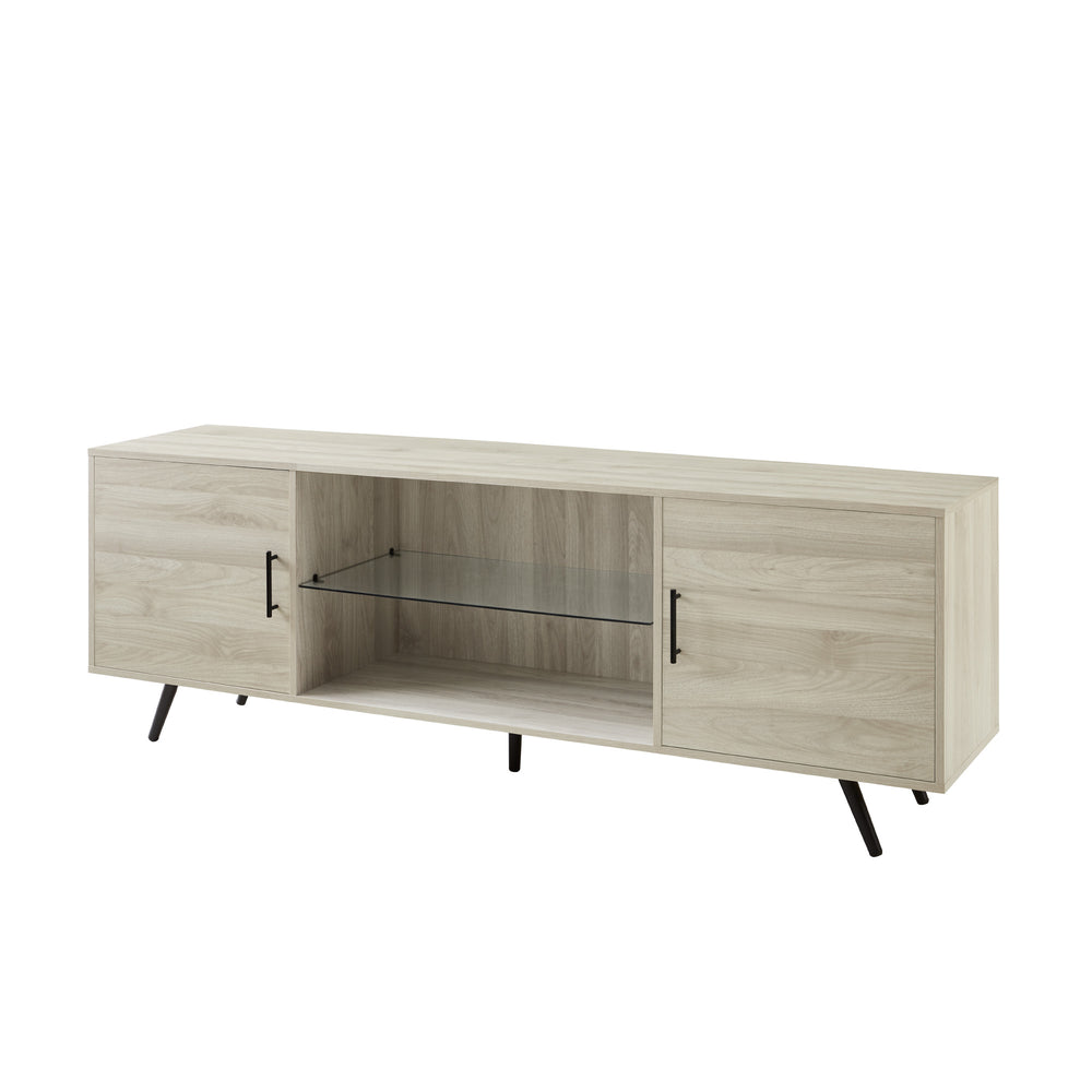 70" Glass Shelf 2-Door Console - Birch