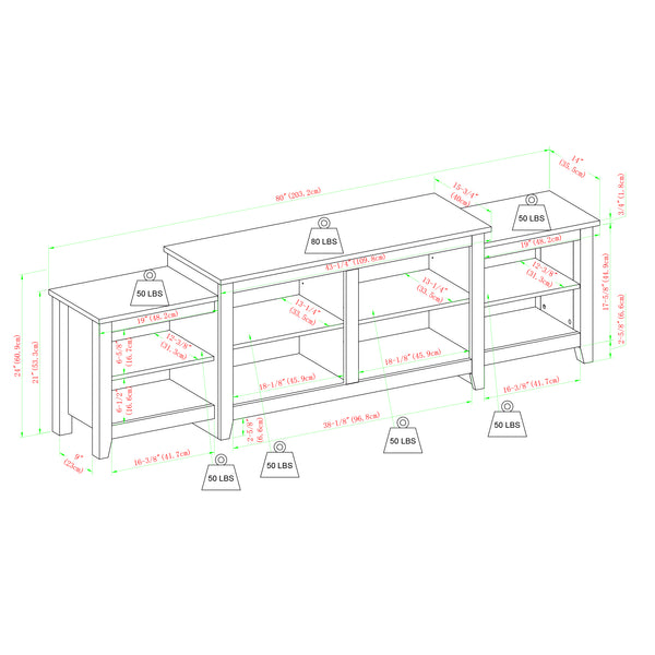 80" Simple Tiered Top TV Stand