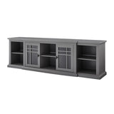 Walker Edison Classic Detailed Glass-Door Storage TV Stand for TVs up to 88” XIIXR W80HAT2DGY