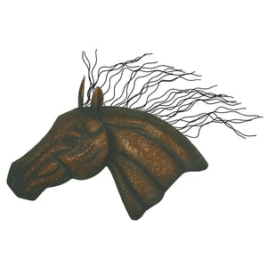 HiEnd Accents Large Horse Head Forged Metal Wall Sculpture WD2407 Brown iron 30.37x18.5x5